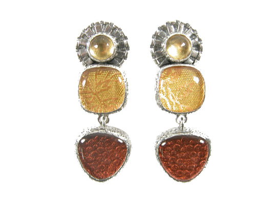 31946 Tapestry Under Quartz, Gold & Copper Under Quartz Sterling Silver Earrings