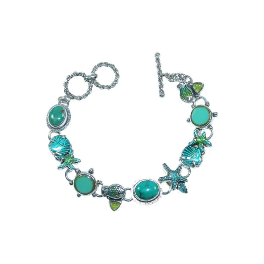 Turquoise Sealife Sterling Silver Bracelet