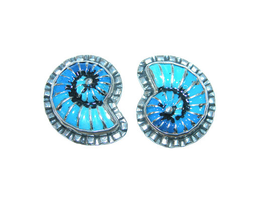 32037A Shell Hand Enamel Sterling Silver Earrings