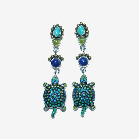 32118 Amazonite, Vesuvianite, Lapis Sterling Silver Earrings