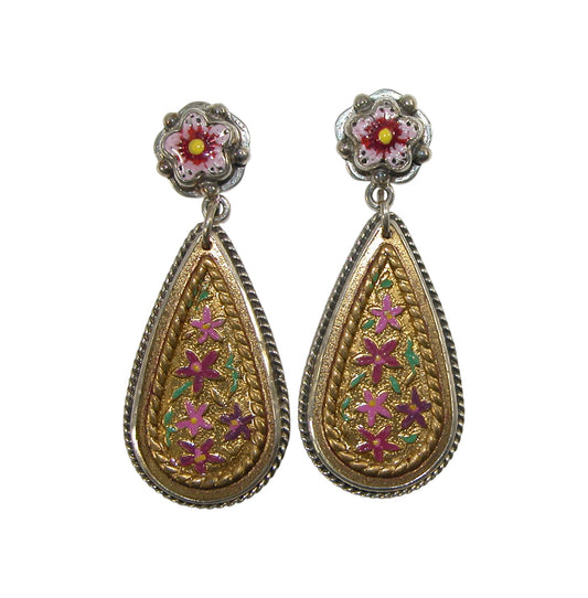 32173 Flower Hand Enameling Sterling Silver Earrings
