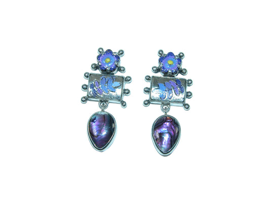 32217 Abalone, Hand Enameling Sterling Silver Earrings