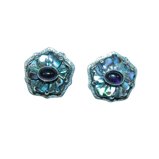 32222 Abalone Sterling Silver Cluster Drop Earrings