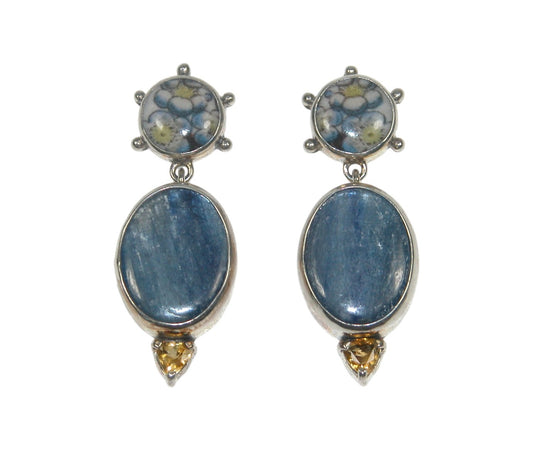 Floral kyanite Citrine Earring