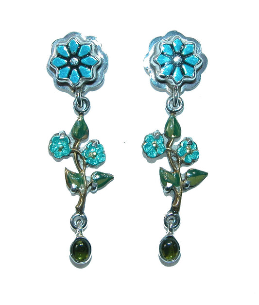 32225 Peridot, Hand Enameling Sterling Silver Earrings