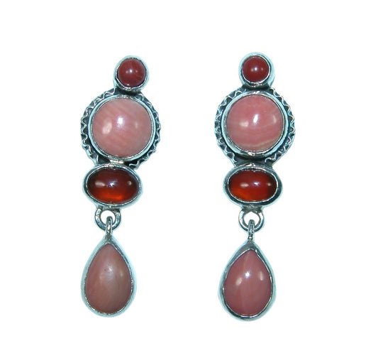 32237 Bamboo Coral Hessonite Sterling Silver Earrings