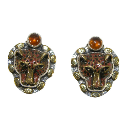 32241 Leopard Hessonite Sterling Silver Earrings