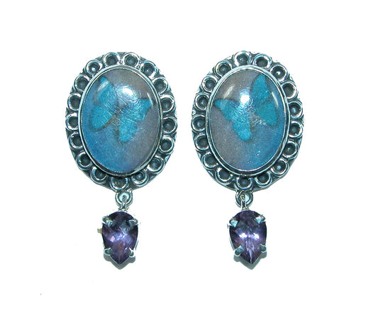 32245 Hand Made Tile, Amethyst Sterling Silver Earrings