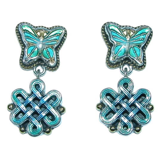 Enameled Butterfly Celtic Knot Sterling Sliver Earring