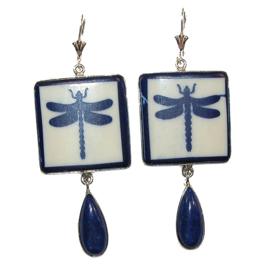 20364 Lapis Dragonfly Sterling Silver Earrings