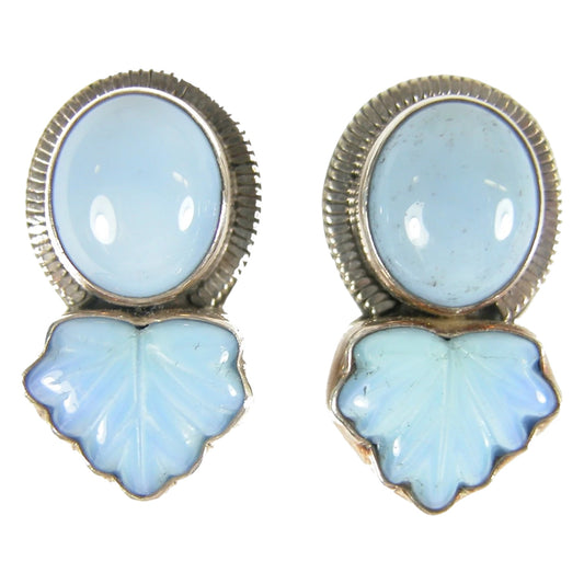 Peruvian Opal Glass Leaf Sterling Silver Earring