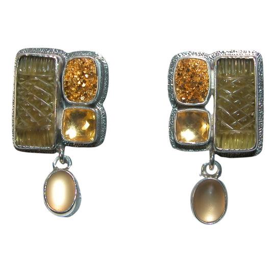 Gold Druzy Cluster Earrings