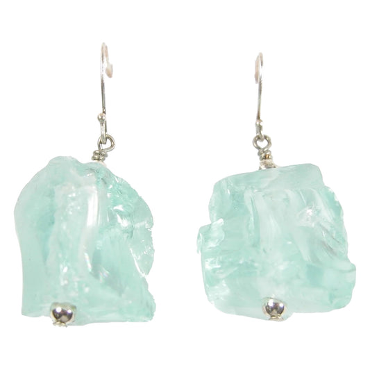 Aqua Quartz Drop Sterling Silver Earrings