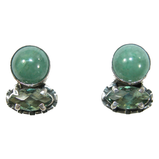 19026 Green Aventurine Quartz Sterling Silver Earrings