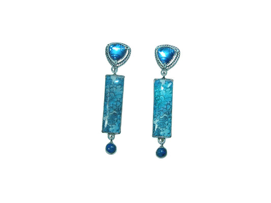 32256A Lapis Lazuli with Handmade Tile Sterling Silver Earrings