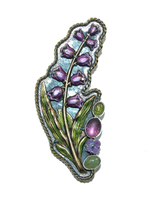 32289 Hand Enameled Purple Floral Sterling Silver Pin and Pendant