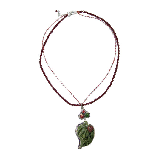 32345 Red Garnet Lady Bug Sterling Silver Necklace
