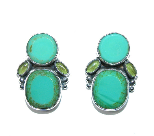 32370 Turquoise and Vesuvianite Sterling Silver Earrings