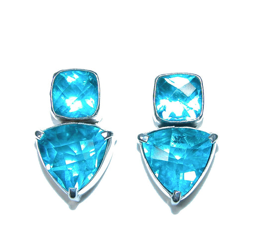 Blue Quartz Sterling Silver Stud Earrings