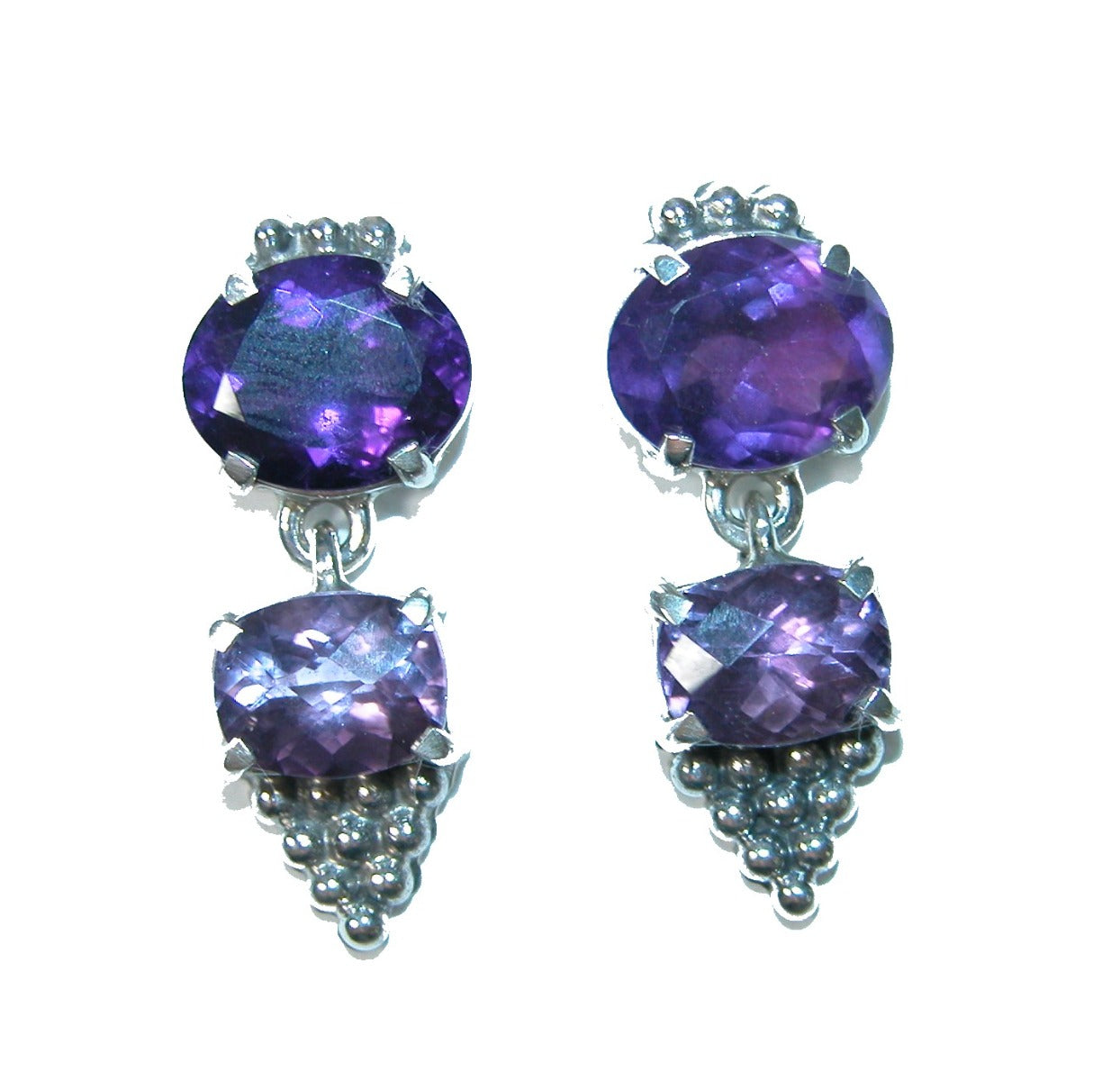 Two Stone Amethyst Faceted Earring
