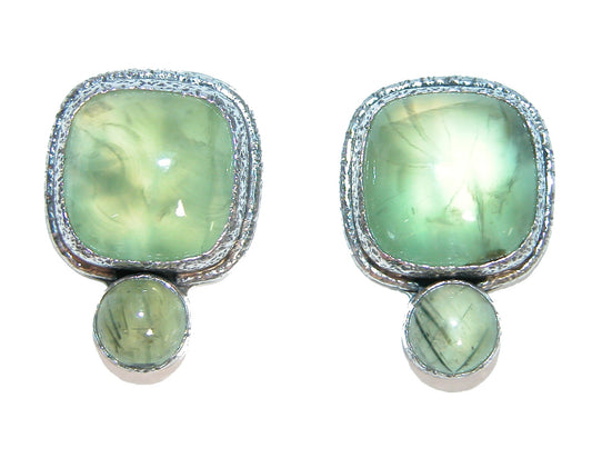32388 Phrenite Sterling Silver Earrings