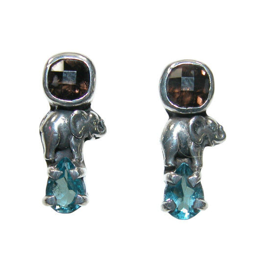 32390 Elephant Quartz Topaz Sterling Silver Earrings