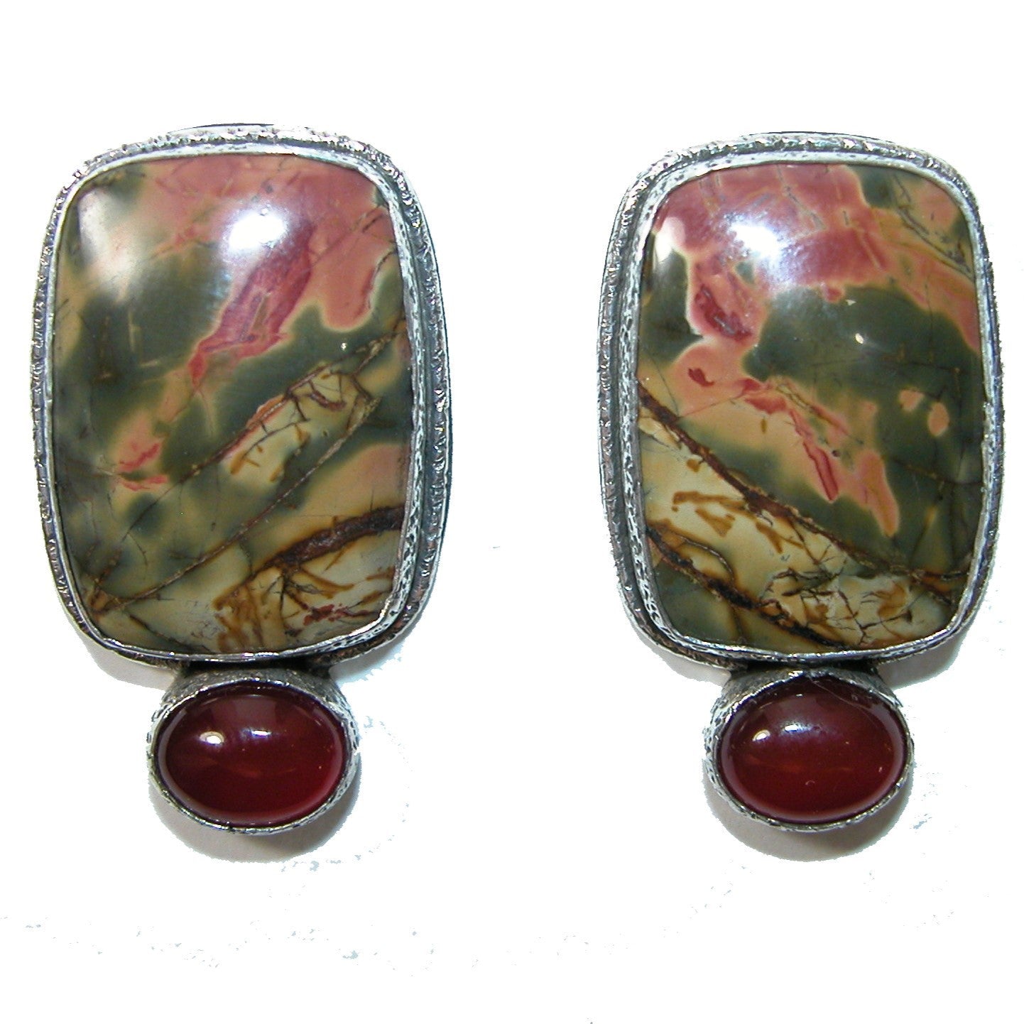 32394 Carnelian Cabochon Sterling Silver Earrings