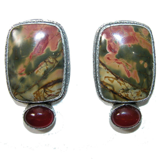 32394 Carnelian Cabochon Sterling Silver Earrings