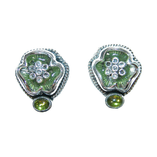 Green Peridot Sterling Silver Earrings