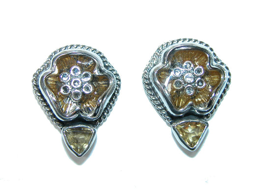 32397Y Citrine Enameled Sterling Silver Earrings
