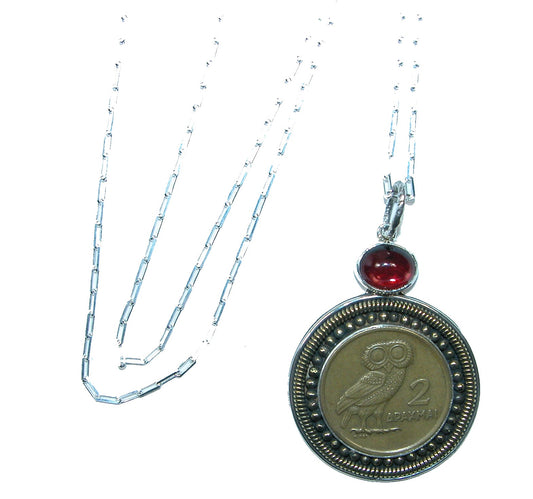 32416 Owl Coin Sterling Silver Necklace