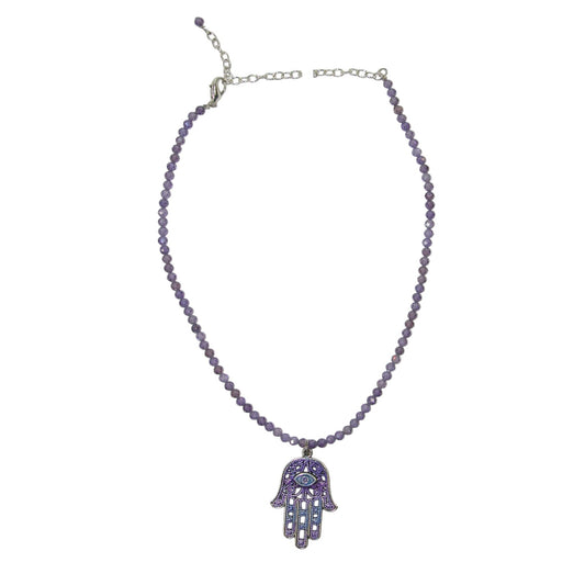 Hamsa Sterling Silver Beaded Necklace