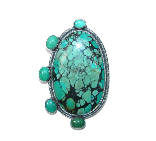 Turquoise Amazonite Sterling Silver Pin and Pendant