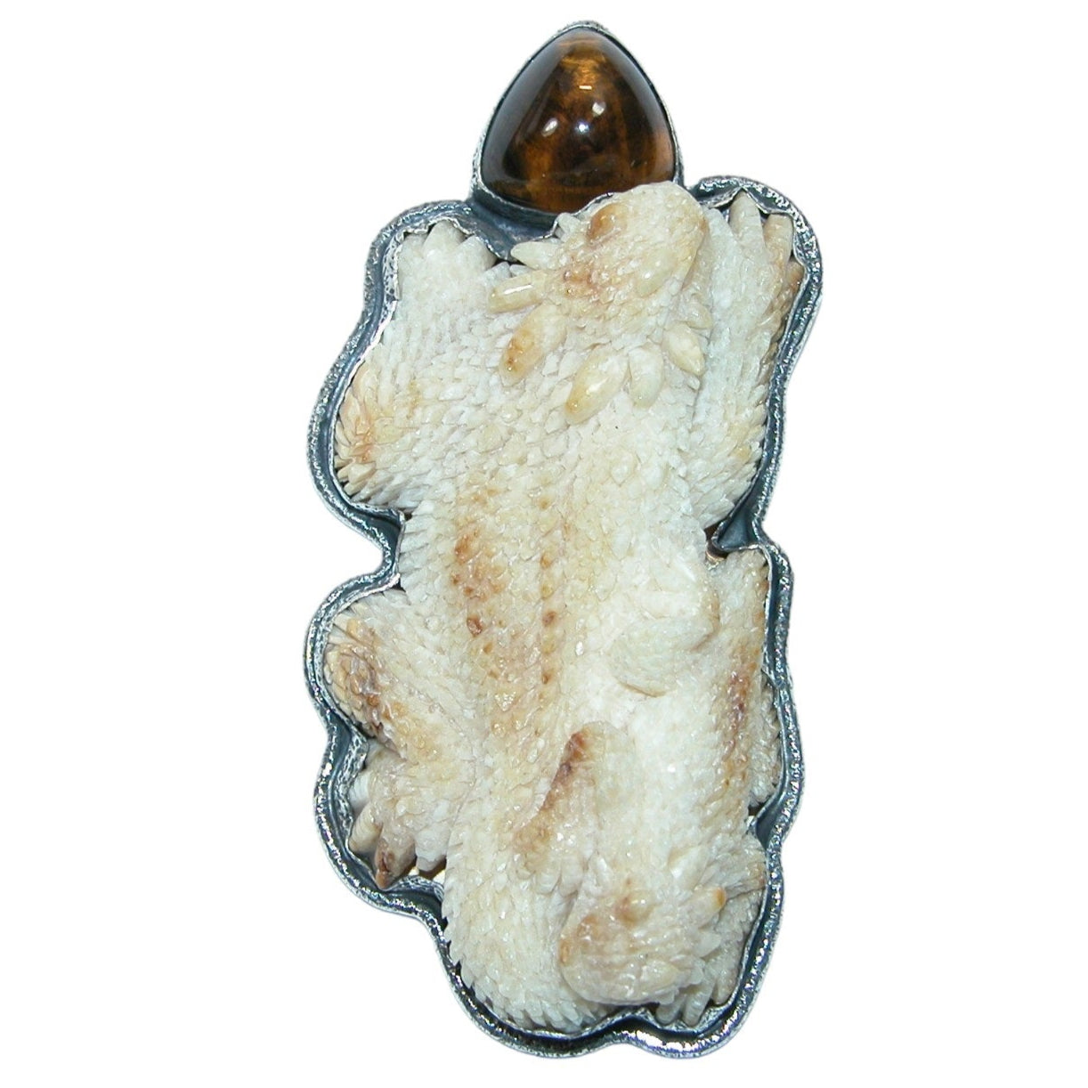 32457 Carved Lizard Sterling Silver Pin and Pendant