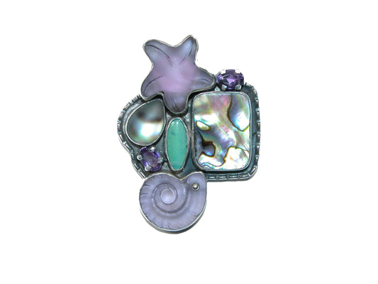 32478 Abalone Sealife Sterling Silver Pin Pendant