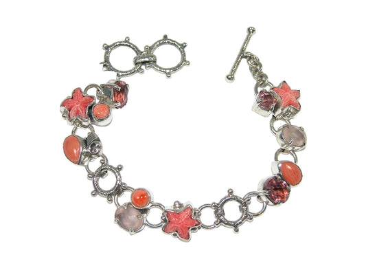 Peach Sea Star Sterling Silver Bracelet