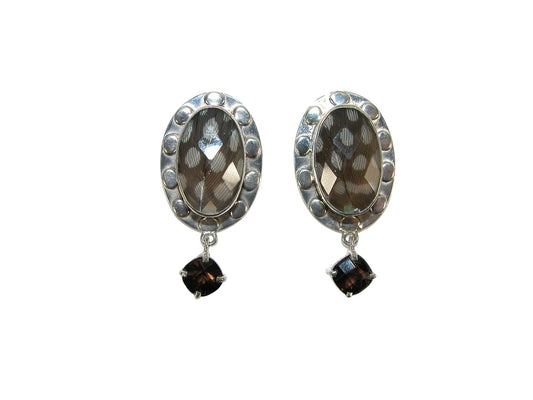 32514 Zebra Smokey Topaz Sterling Silver Earrings