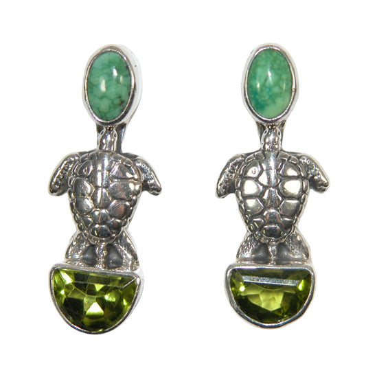 32521 Turquoise Turtle Sterling Silver Earrings