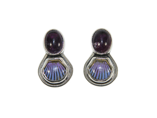 32530B Seashell Amethyst Sterling Silver Earring
