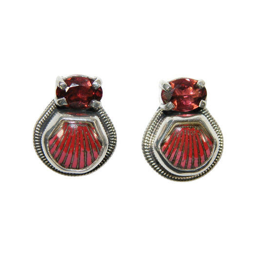 32530C Pink Quartz Seashell Sterling Silver Earring
