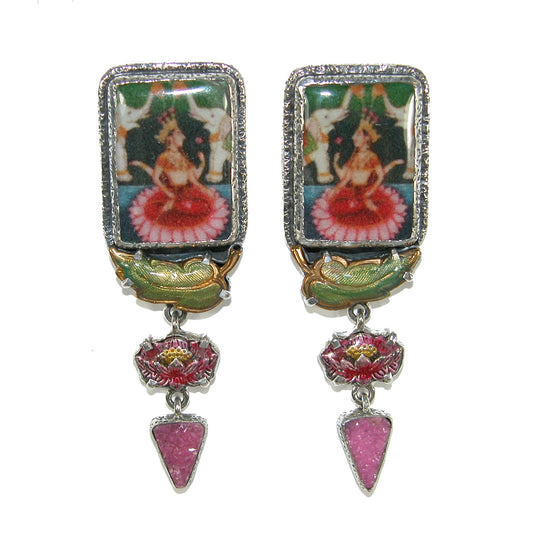 32545 Hand Made Tile, Drusy Sterling Silver Earrings