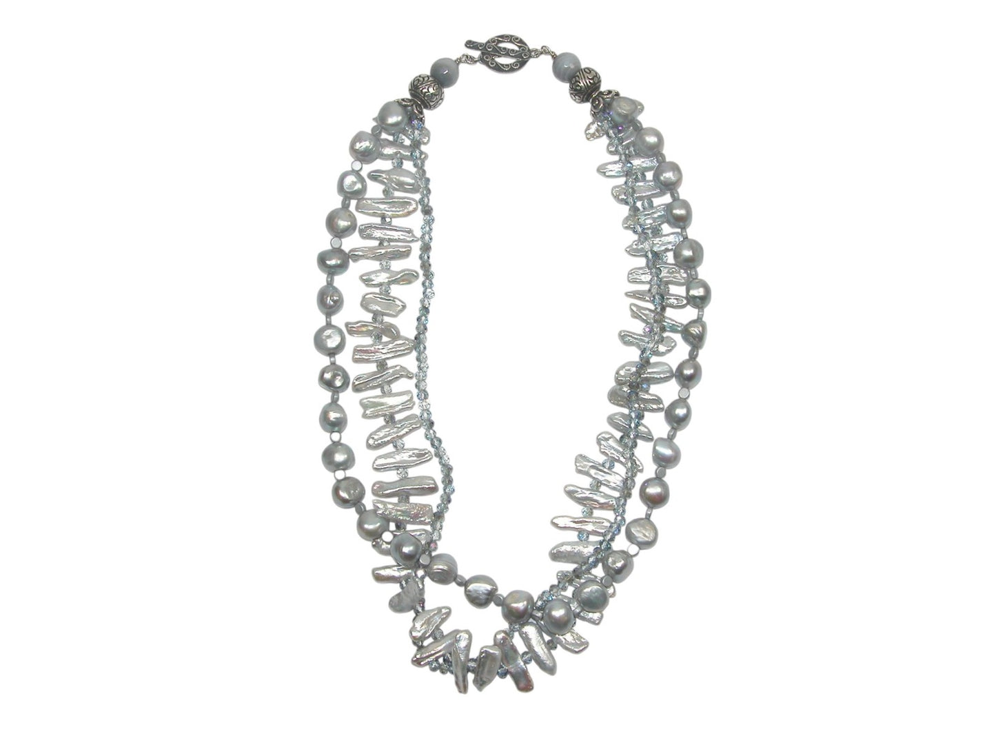 Freshwater Pearl and Crystal Toggle Necklace