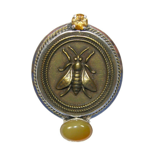 Citrine Bee Sterling Silver Pin and Pendant