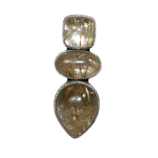 32645 Three Stone Quartz Sterling Silver Pin and Pendant