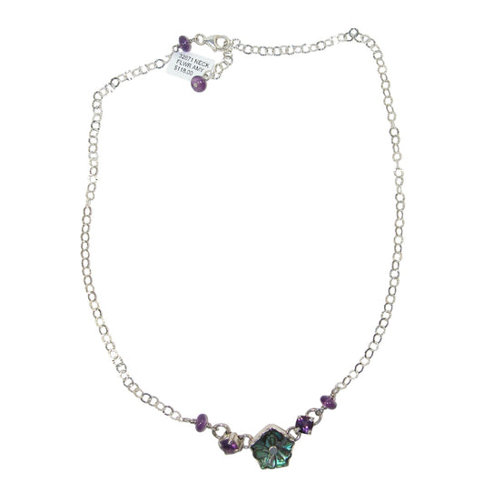 32671 Abalone Amethyst Sterling Silver Necklace