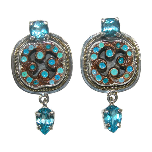 Blue Topaz Dangle Sterling Silver Earrings