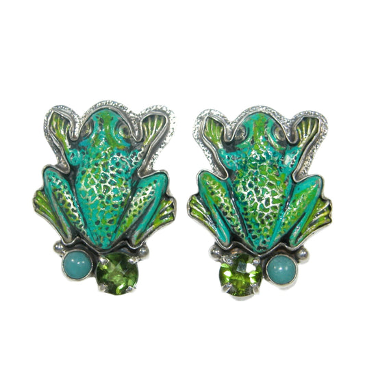 32680 Carved Blue Turquoise Blue Topaz Sterling Silver Earrings