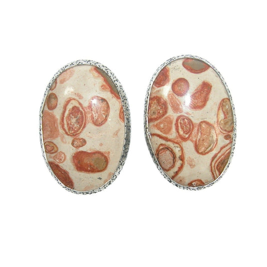32684 Fawn Limestone Cabochon Stud Earrings