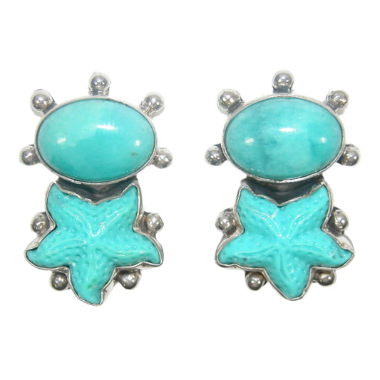 Amazonite Starfish Sterling Silver Earring