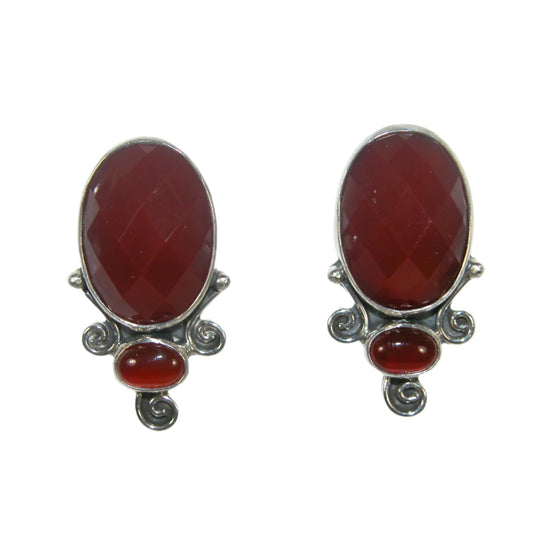 32718 Red Carnelian Oval Earrings